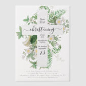 Grieks-orthodoxe baptisme Christening Cross Greene Vellum Uitnodigingen (Voorkant)