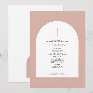 Grieks-orthodoxe Christening Baptism Girl Pink Arc Kaart
