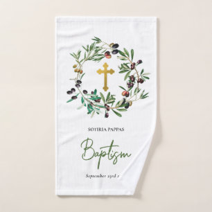 Grieks-orthodoxe Christening Baptisme Olijfgroen Bad Handdoek