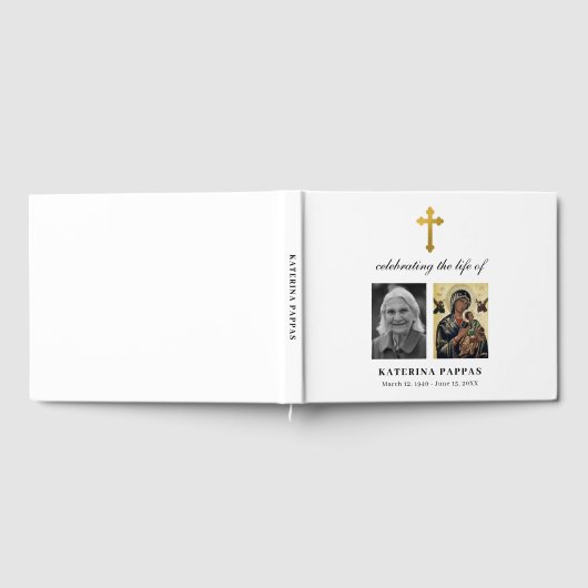 Grieks-orthodoxe foto begrafeniskruis gastenboek (Volledig)