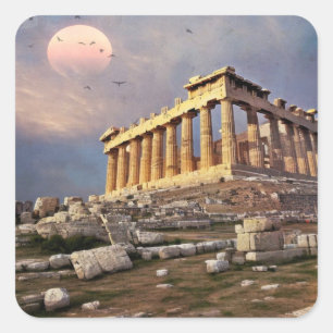 Grieks Parthenon Vierkante Sticker