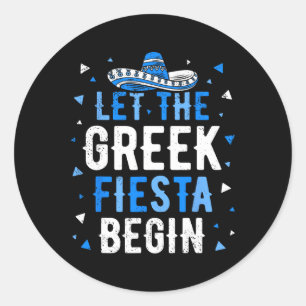 Grieks Pasen 2025 Laat de Griekse Fiesta Grieks be Ronde Sticker