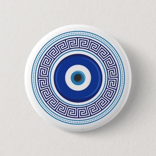 Grieks patroon Evil Eye Nazar Ronde Button 5,7 Cm (Voorkant)