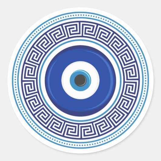 Grieks patroon Evil Eye Nazar Ronde Sticker (Voorkant)