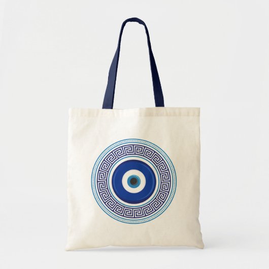 Grieks patroon Evil Eye Nazar Tote Bag (Voorkant)