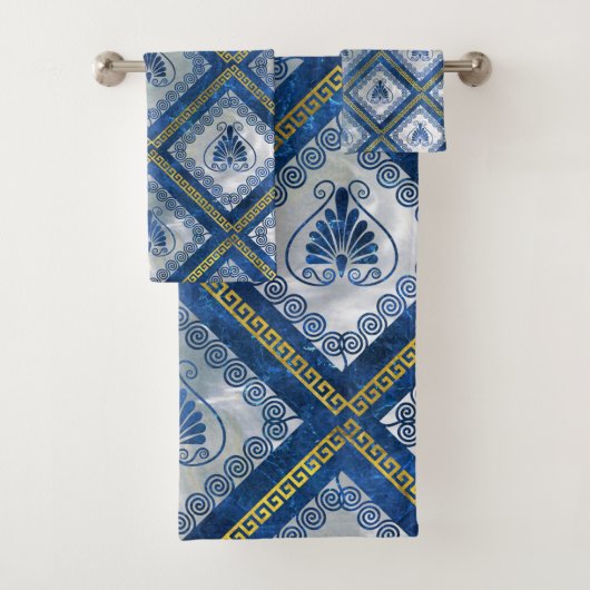 Grieks patroon met Abalone Meander Key en parel Bad Handdoek (Insitu)