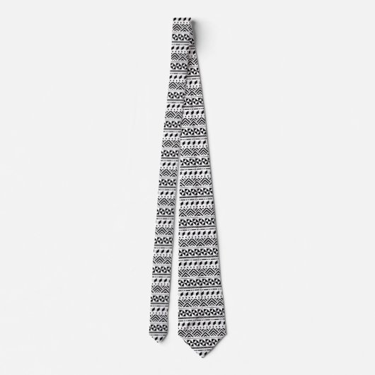 Grieks Pyrgi Xysta Pattern Black en White Geometri Stropdas (Achterkant)