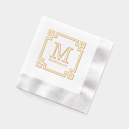 Grieks Sleutel Ingelijste Initiaal Naam Monogram Folie Servetten (Links)