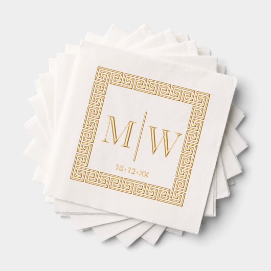 Grieks sleutel Lijst #2 twee Initiaal bruiloft mon Folie Servetten (Insitu (Gestapeld))