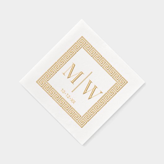 Grieks sleutel Lijst #2 twee Initiaal bruiloft mon Folie Servetten (Rechts)