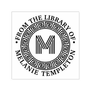 Grieks Sleutel Lijst "Uit de bibliotheek van" Naam Zelfinktende Stempel