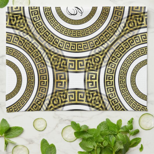 Grieks sleutelmechanisme in Geometrische symmetrie Theedoek (Gevouwen)