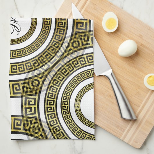 Grieks sleutelmechanisme in Geometrische symmetrie Theedoek (Quarter Fold)