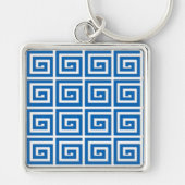 Grieks sleutelontwerp - blauw en wit uiterlijk sleutelhanger (Voorkant)
