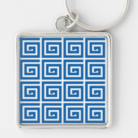 Grieks sleutelontwerp - blauw en wit uiterlijk sleutelhanger (Voorkant)