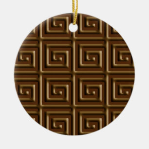 Grieks sleutelontwerp - donkere chocolade keramisch ornament
