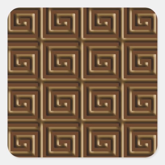 Grieks sleutelontwerp - donkere chocolade vierkante sticker (Voorkant)