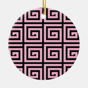Grieks sleutelontwerp - roze en zwart keramisch ornament