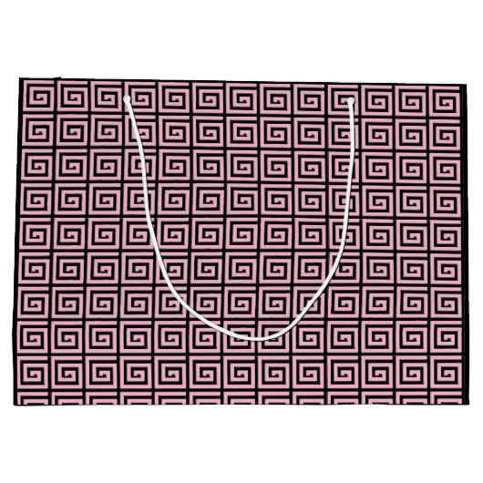 Grieks sleutelontwerp - roze en zwart large cadeautasje (Achterkant)