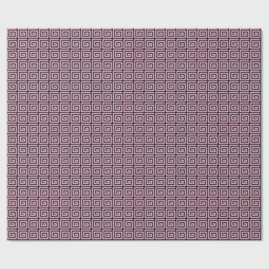 Grieks sleutelontwerp - roze en zwart uiterlijk cadeaupapier (Vlak)