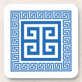 Grieks sleutelpatroon blauw en wit ontwerp Onderze Bier Onderzetter