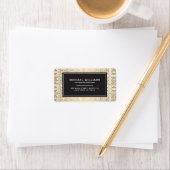Grieks sleutelpatroon in Faux Gold/White Adreslabe Etiket (Insitu)