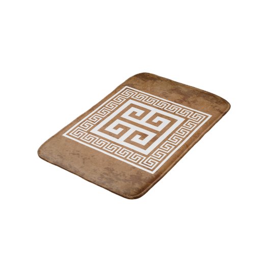 Grieks Sleutelpatroon Wit Ontwerp Badmat (Gekanteld)