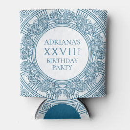 Grieks toga party thema met blauw patroon blikjeskoeler