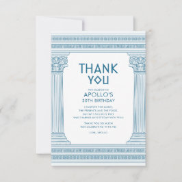 Grieks Verjaardagsfeest met blauwe tempel Bedankkaart