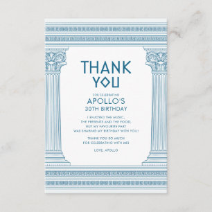 Grieks Verjaardagsfeest met blauwe tempel Bedankkaart