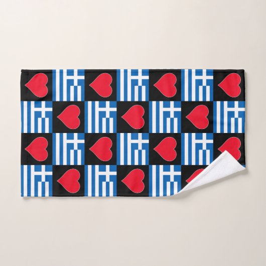 Grieks Vlag en Heart Pattern Fun Griekse Pride Handdoek (Handdoek)