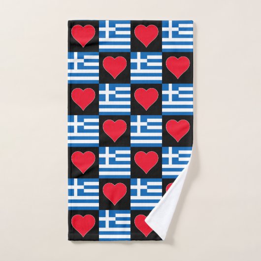 Grieks Vlag en Heart Pattern Fun Griekse Pride Handdoek (Handdoek)