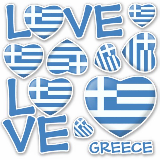 Grieks Vlag Hart Sticker Set (Voorkant)