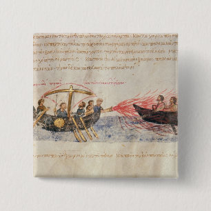 Grieks vuur (vellum) vierkante button 5,1 cm