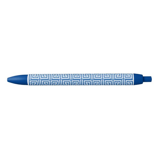 Grieks Zeer Blauw en Witte patroonpen Zwarte Inkt Pen (Voorkant)