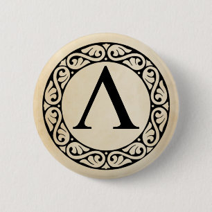 Griekse alfabet Letter Lambda Ronde Button 5,7 Cm