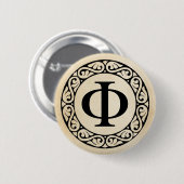 Griekse Alfabet Letter Phi Ronde Button 5,7 Cm (Voorkant /achterkant)