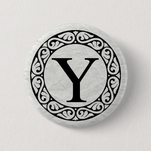 Griekse Alfabet Letter Ypsilon Ronde Button 5,7 Cm
