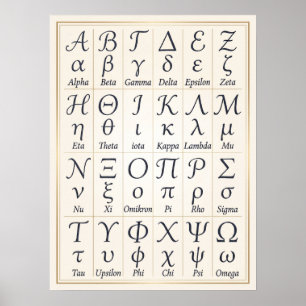 Griekse alfabet letters cursief, handschrift beste poster