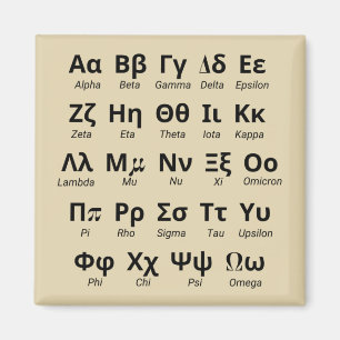 Griekse alfabet letters in volgorde magneet