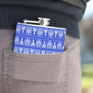 Griekse Arabesk Mediterraan Patroon Blauw Heupfles
