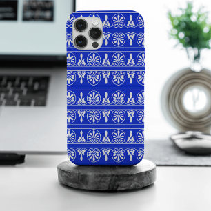 Griekse Arabesk Mediterraan Patroon Blauw iPhone 15 Pro Max Hoesje