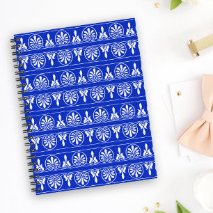Griekse Arabesk Mediterraan Patroon Blauw Notitieboek