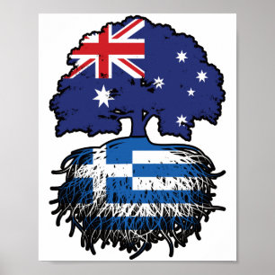 Griekse Australische Australische boomstamvlag Poster
