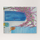 Griekse blauwe deur legpuzzel (Horizontaal)