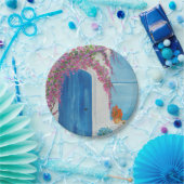 Griekse blauwe deur papieren bordje (Feest)