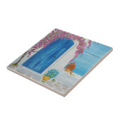 Griekse blauwe deur tegeltje (Zijkant)