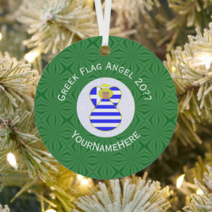 Griekse blonde engel kerst vlag gepersonaliseerd  metalen ornament