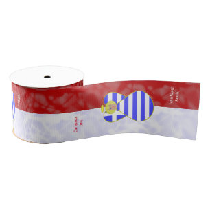 Griekse blonde engel Vlag Rood en Wit Persoonlijk Grosgrain Lint