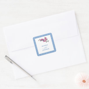 Griekse Bougainvillea Wedding Envelope-zegels Vierkante Sticker